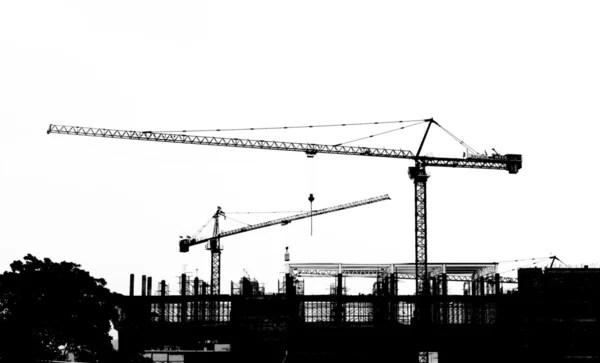 Silhouette crane building — Stock Photo, Image