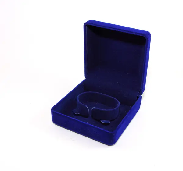 Blue velvet box — Stock Photo, Image