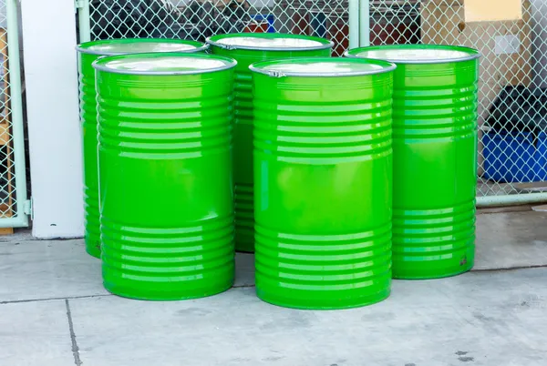 Green oil drums — Stock Photo, Image