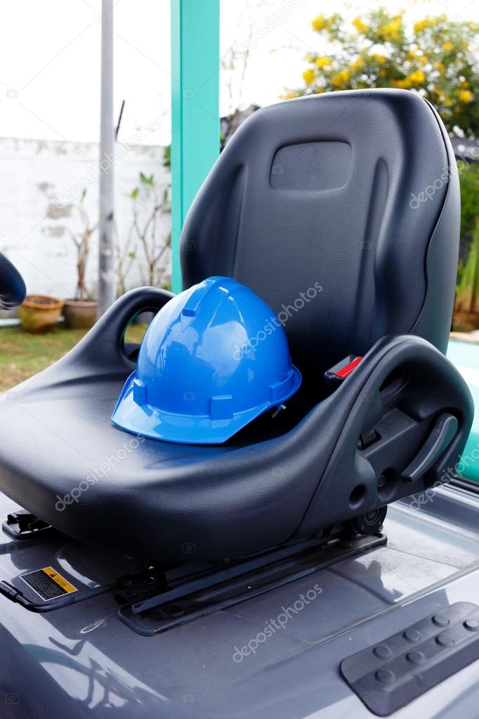 Blue helmet safety on