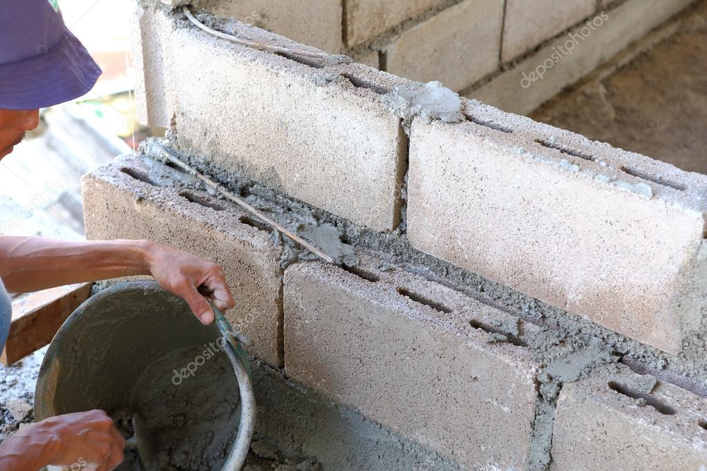 Brick wall construction for house building