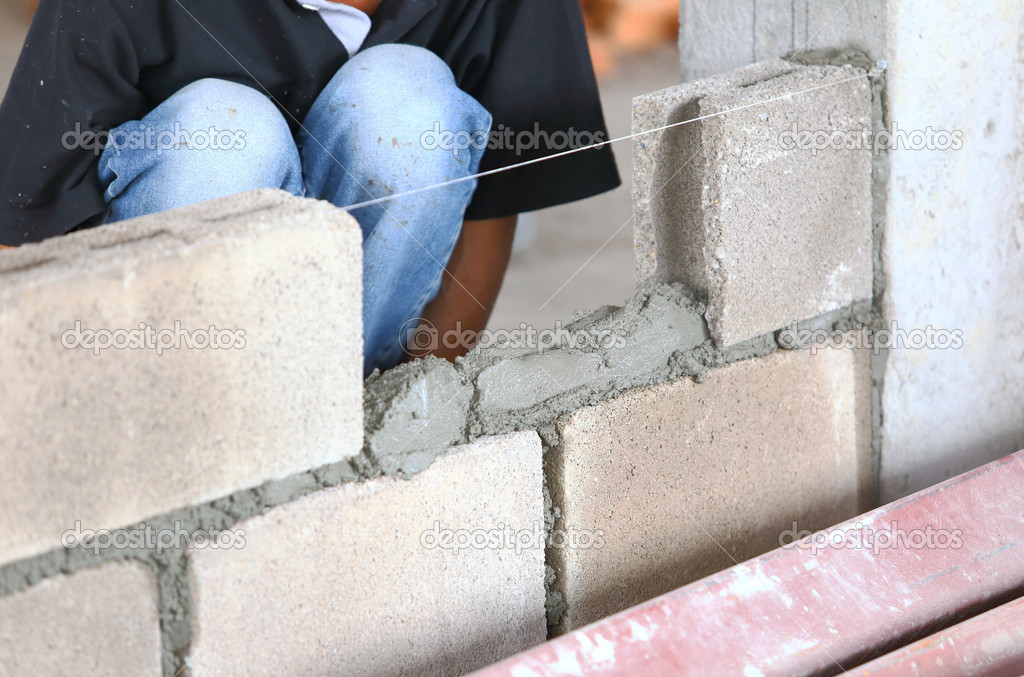 Brick wall construction for house building