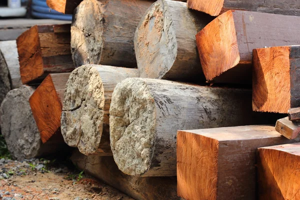 Logs prepare for house construction — Stock Photo, Image