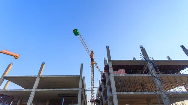 Construction Site with crane on blue sky — Stock Photo, Image