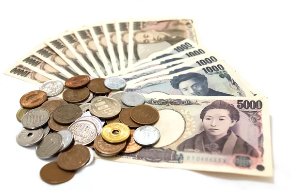 흰색 바탕에 일본 돈 — 스톡 사진