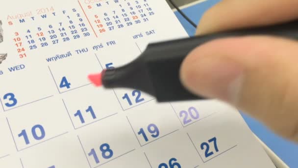 Marca del calendario para vacaciones — Vídeo de stock