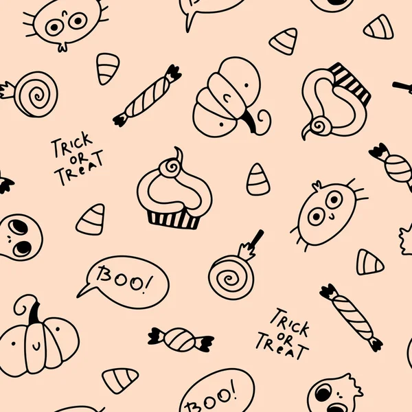 Mignonnes Vacances Motif Halloween Sans Couture Dans Style Simple Dessin — Image vectorielle