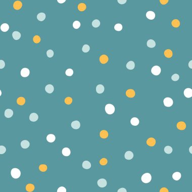 Polka noktasız desen. Tatlı Konfeti. Soyut olarak düzenlenmiş el çizimi daireler. Pastel renklerde minimalist İskandinav tarzı. Bebek kıyafetleri, tekstil, kumaş, ambalaj kağıdı basmak için ideal..