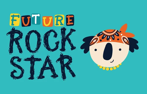 Futura Estrella Del Rock Postal Con Rock Koala Personaje Dibujos — Vector de stock