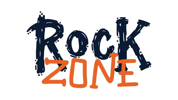 Rock Zone Grunge Monochromer Rockmusik Stempeldruck Handgezeichnete Schrift Ideal Zum — Stockvektor
