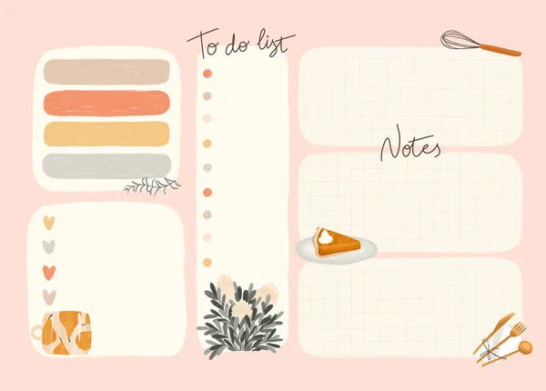 Trendy Cooking Minimalist Template Planner Pastel Colors Menu List Raster — Foto Stock