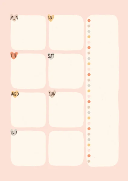 Trendy Minimalist Weekly Template Planner Pastel Colors Girls List — Fotografia de Stock