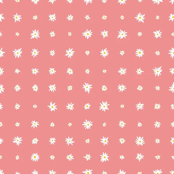 Chamomile Floral Mille Fleur Seamless Pattern Pink Background Small Summer — Stok Vektör