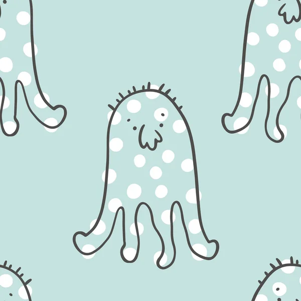 Jellyfish Padrão Sem Costura Monstro Ervilhas Personagem Desenho Animado Bonito — Vetor de Stock