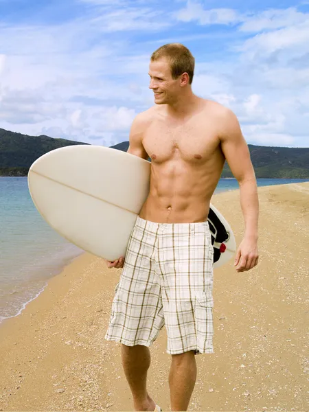 Muscular surfer dude — Stock Photo, Image