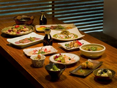 Beautiful table of Japanese food clipart