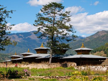 Jakar Bumthang Valley (Bhutan manastırda görünümünü)