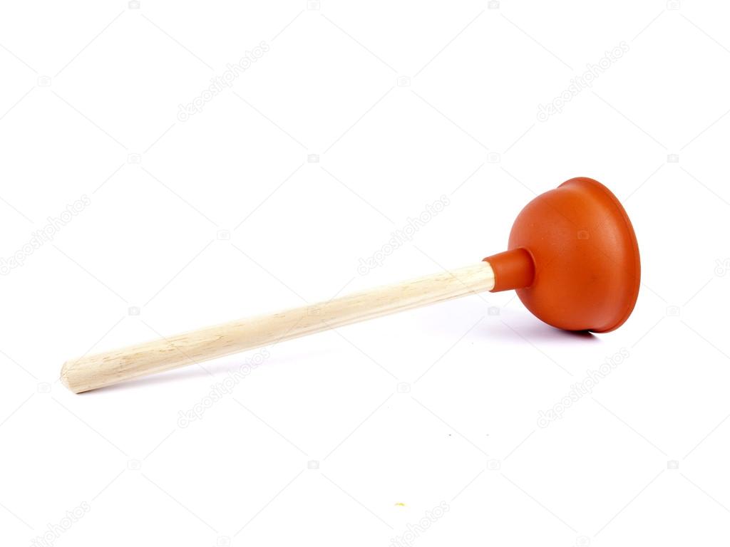 Red plunger  over a white background