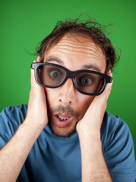 Thirty year old man with 3d glasses watching a movie Stock Picture