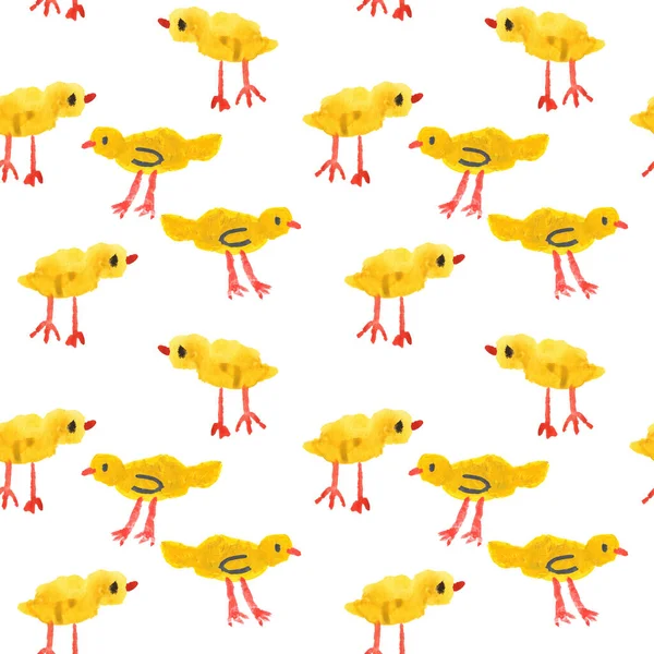 Tavuklarla suluboya kusursuz desen. Paketleme ve kumaş için beyaz bir arkaplanda resim. Sonsuz tarım geçmişi. Bir evcil hayvan çizimi.