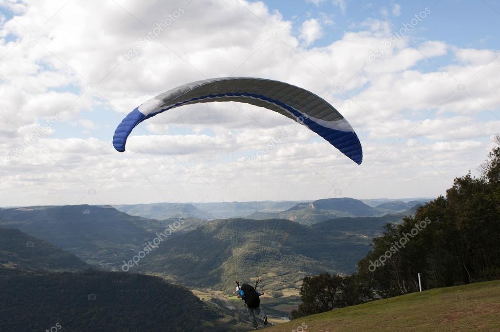Taking off on Paragliding at Rio Grande do Sul, Brazil