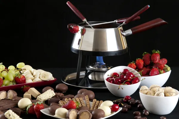 Molho chocolate fondue derretido — Fotografia de Stock