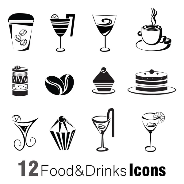 Foods and drinks icons — Stock Vector