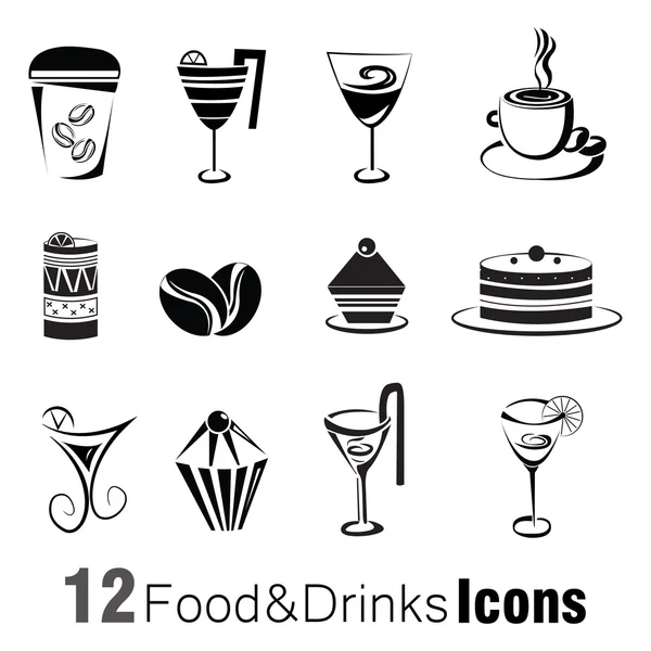 Iconos de alimentos y bebidas — Vector de stock