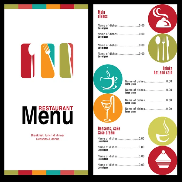 Restaurant menu — Stockvector