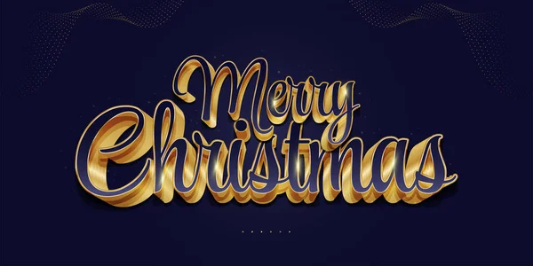 Merry Christmas Hand Lettering Luxurious Blue Gold Efektem Projekt Świąteczny — Wektor stockowy