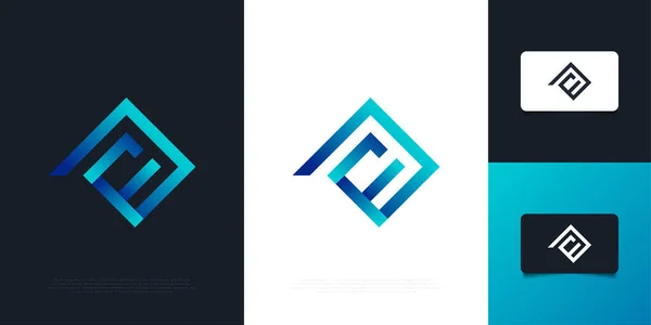 Letra Moderna Abstracta Logo Design Blue Gradient Símbolo Del Alfabeto — Vector de stock