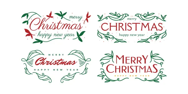 Feliz Navidad Feliz Año Nuevo Diseño Letras Para Tarjeta Banner — Vector de stock