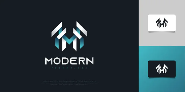 Modern Soyut Harfli Logosu Beyaz Mavi Gradyan Olarak Tasarlandı Monogram — Stok Vektör