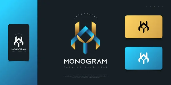 Absztrakt Modern Kezdőbetű Logó Design Kék Arany Gradiens Vagy Monogram — Stock Vector