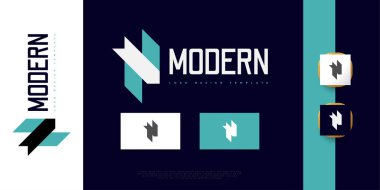 Arrow 'la Modern Harf N Logosu. Ok Logosu ya da Sembolü Beyaz ve Mavi olan N