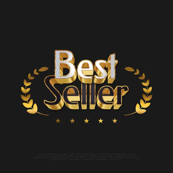 Luxus Bestseller Badge Design Schwarz Und Gold Stil Zertifiziertes Produkt — Stockvektor
