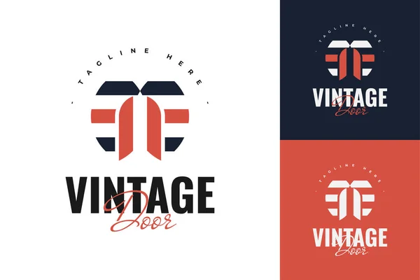 Design Logotipo Porta Vintage Abstrato Para Sua Identidade Marca Negócio — Vetor de Stock