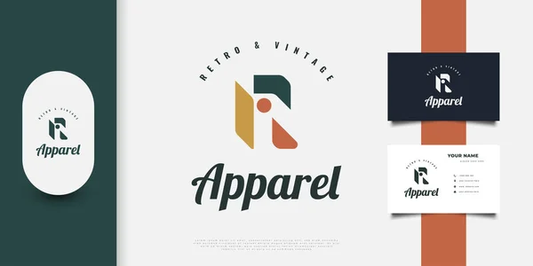 Lettre Abstraite Minimaliste Logo Design Avec Style Rétro Vintage Coloré — Image vectorielle
