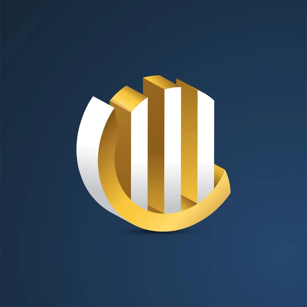 Элегантный Дизайн Логотипа Концепцией Bar Chart Стиле Логотип Monogram Белом — стоковый вектор