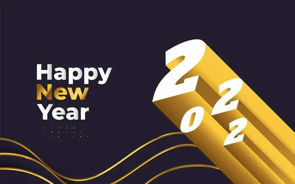 Ευτυχισμένο Νέο Έτος 2022 Banner Αφίσα Αριθμός Λευκό Και Χρυσό — Διανυσματικό Αρχείο