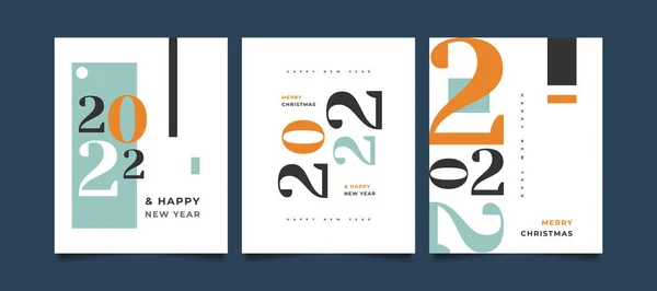 Feliz Ano Novo 2022 Poster Set Design Com Estilo Elegante —  Vetores de Stock