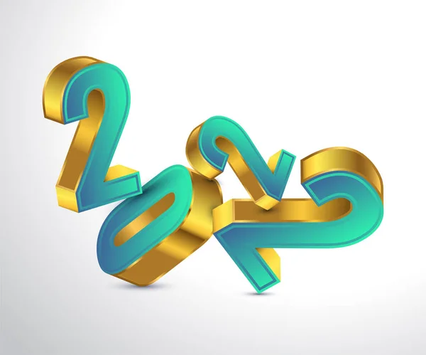 Happy New Year 2022 Banner Design Numbers Green Gold Gradient — Stock Vector