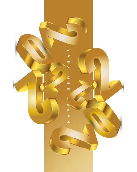 Szczęśliwego Nowego Roku 2022 Banner Poster Design Numbers Luxury Gold — Wektor stockowy