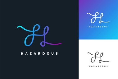 Minimal ve Renkli Baş harfler H Logosu Tasarımı El Yazısı Biçimi. Kimlik için el yazısı İmza Logosu
