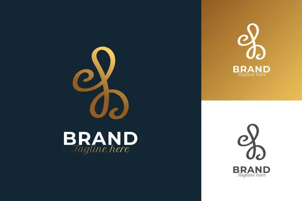 Letra Inicial Minimal Elegante Logo Design Com Estilo Escrita Gradiente —  Vetores de Stock