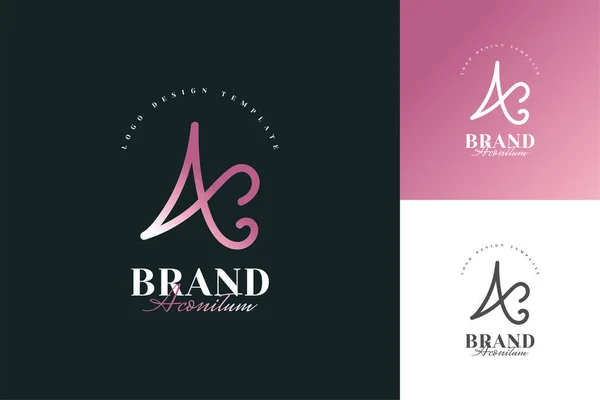 Carta Elegante Mínima Design Logo Gradiente Rosa Para Beleza Identidade —  Vetores de Stock