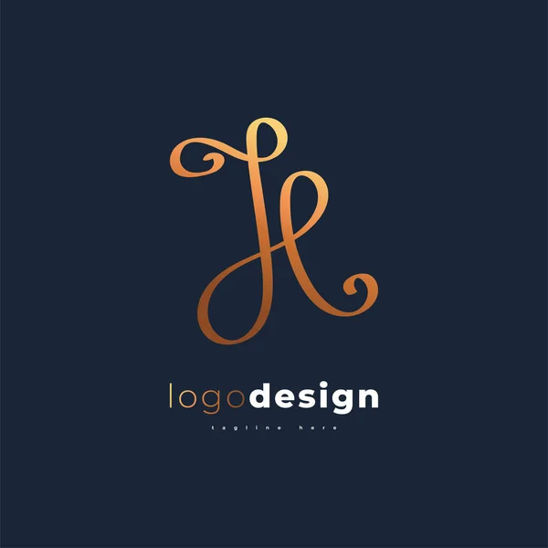 Elegant Minimal Initial Letter Logo Design Handwriting Style 식별을 — 스톡 벡터