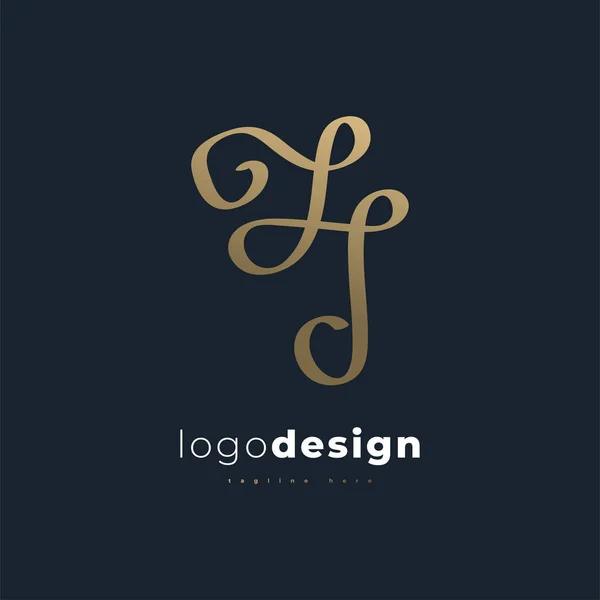Elegant Inledande Bokstav Och Logo Design Med Handstil Signatur Logotyp — Stock vektor