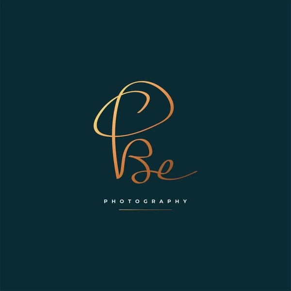 Inledande Logotyp Design Med Elegant Handstil Guld Gradient Signatur Logotyp — Stock vektor