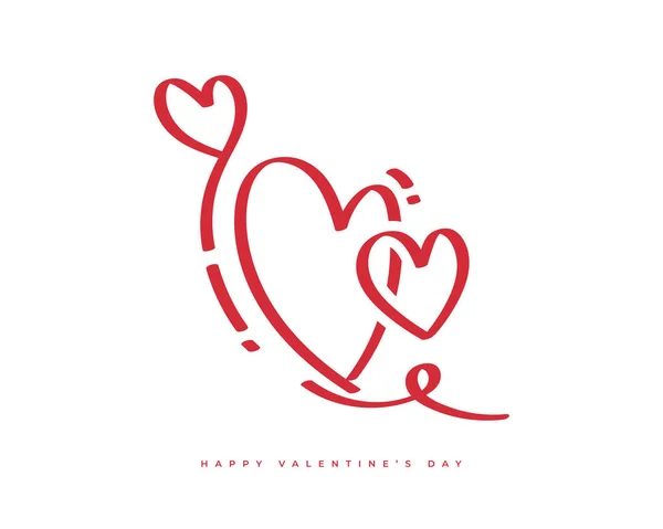 Χαριτωμένη Απεικόνιση Κόκκινες Καρδιές Απομονώνονται Λευκό Φόντο Φόντο Ημέρας Του — Διανυσματικό Αρχείο